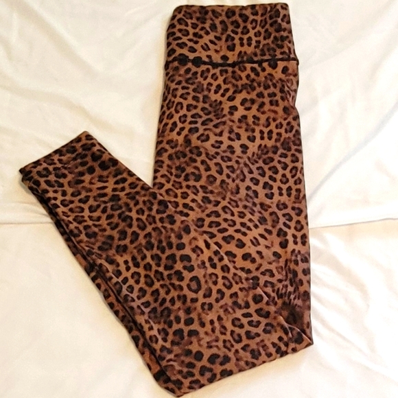Felina brown & black cheetah stretchy leggings. Sz: L - Picture 2 of 5